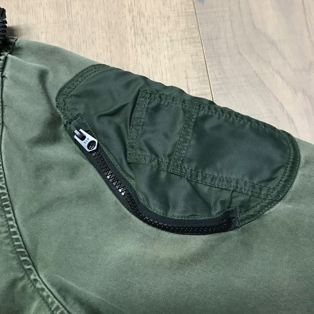G Star Raw Bomber Jacket Mens Size S Green Submarine HDD Military Hooded Patches - Picture 10 of 16